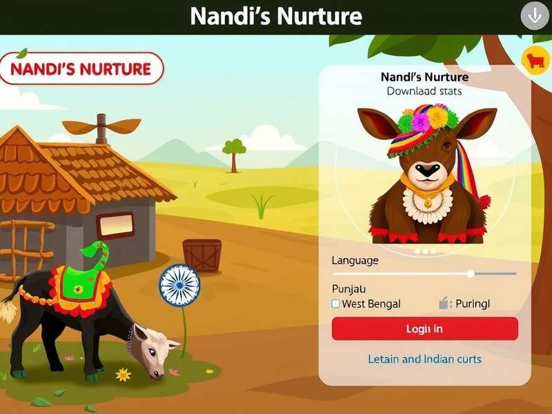 Nandi S Nurture game banner showing Nandi with Indian village backdrop